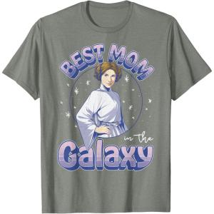 imageStar Wars Mothers Day Best Mom In The Galaxy Princess Leia TShirtOlive Heather