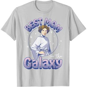 imageStar Wars Mothers Day Best Mom In The Galaxy Princess Leia TShirtSilver Grey