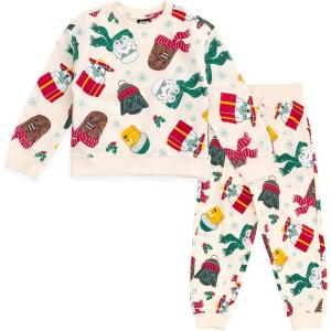 imageSTAR WARS Christmas Fleece Pullover Sweatshirt and Jogger Pants Outfit Set Toddler to Big Kid Sizes 2T  1416Cream Beige  Christmas