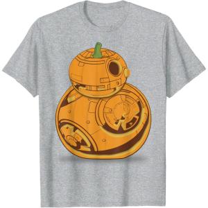 imageStar Wars BB8 Pumpkin Carving Halloween TShirtHeather Grey