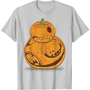 imageStar Wars BB8 Pumpkin Carving Halloween TShirtSilver Grey