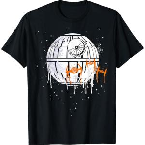 imageStar Wars Death Star Orange Ship Drip Halloween TShirtBlack