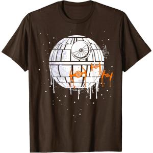 imageStar Wars Death Star Orange Ship Drip Halloween TShirtBrown