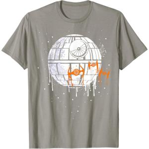 imageStar Wars Death Star Orange Ship Drip Halloween TShirtSlate Grey