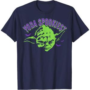 imageStar Wars Halloween Green Yoda Spookiest TShirtNavy Blue