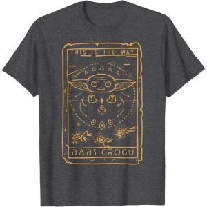 imageStar Wars The Mandalorian Halloween Card Outline TShirtDark Heather Grey