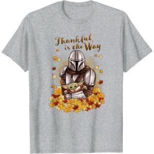 imageStar Wars The Mandalorian Halloween Thankful Is The Way TShirtHeather Grey