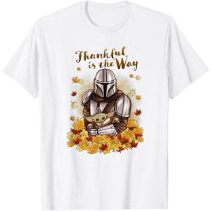 imageStar Wars The Mandalorian Halloween Thankful Is The Way TShirtWhite