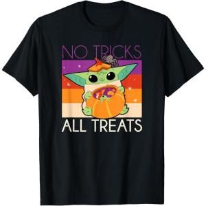 imageStar Wars The Mandalorian Halloween The Child No Tricks TShirtBlack