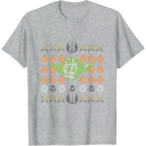 imageStar Wars Yoda Jedi Ugly Christmas Sweater for Halloween TShirtHeather Grey