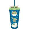 imageSilver Buffalo Star Wars The Mandalorian Baby Yoda Grogu Poses Plastic Cold Cup with Lid and Straw Topper 24 Ounces