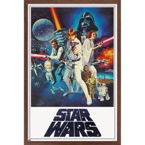 imageTrends International Star Wars A New Hope  One Sheet No Billing Block Wall Poster 34L x 224W Premium Unframed VersionMahogany Framed Version