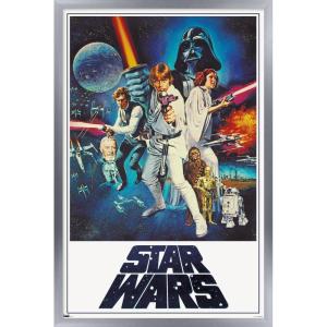 imageTrends International Star Wars A New Hope  One Sheet No Billing Block Wall Poster 34L x 224W Premium Unframed VersionSilver Framed Version