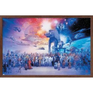 imageTrends International Star Wars Saga  Galaxy Wall Poster 34L x 224W Premium Unframed VersionMahogany Framed Version