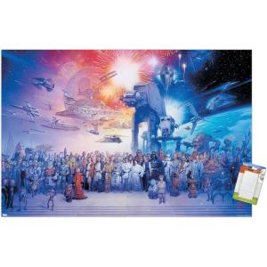 imageTrends International Star Wars Saga  Galaxy Wall Poster 34L x 224W Premium Unframed VersionPremium Poster  Mount Bundle