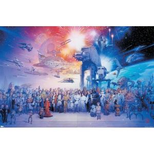 imageTrends International Star Wars Saga  Galaxy Wall Poster 34L x 224W Premium Unframed VersionPremium Unframed Version