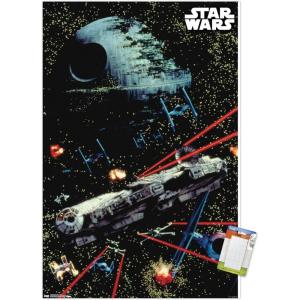 imageTrends International Star Wars Saga  Space Battle Wall Poster 22375quot x 34quot Premium Unframed VersionPremium Poster  Mount Bundle