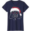 imageStar Wars Christmas Darth Vader Santa Hat Sketch Disney TShirtNavy Blue