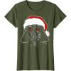 imageStar Wars Christmas Darth Vader Santa Hat Sketch Disney TShirtOlive Green