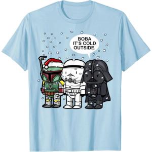 imageStar Wars Christmas Boba Its Cold Outside Graphic TShirt TShirtBaby Blue