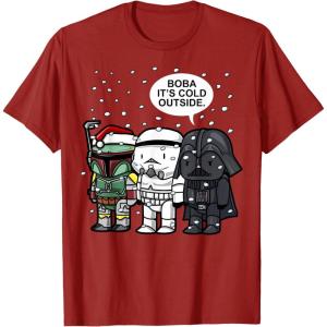 imageStar Wars Christmas Boba Its Cold Outside Graphic TShirt TShirtCranberry Red