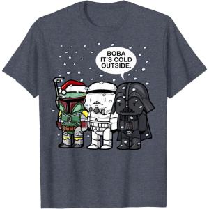 imageStar Wars Christmas Boba Its Cold Outside Graphic TShirt TShirtHeather Blue