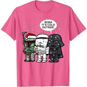 imageStar Wars Christmas Boba Its Cold Outside Graphic TShirt TShirtPink Heather