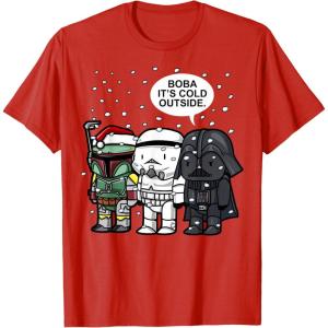 imageStar Wars Christmas Boba Its Cold Outside Graphic TShirt TShirtRed