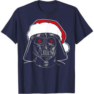 imageStar Wars Christmas Darth Vader Santa Hat Sketch Disney TShirtNavy Blue