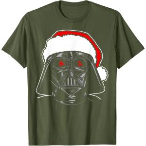 imageStar Wars Christmas Darth Vader Santa Hat Sketch Disney TShirtOlive Green