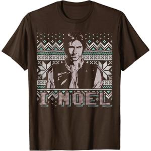 imageStar Wars I Noel Han Solo Holiday Humor Christmas TShirt TShirtBrown