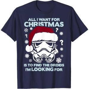 imageStar Wars Storm Trooper Droid Looking Christmas TShirt TShirtNavy Blue