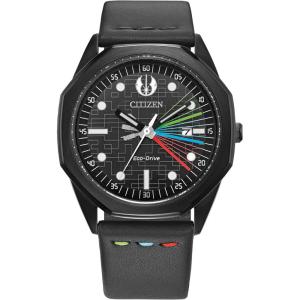imageCitizen Mens EcoDrive Star Wars Darth Vader Black Ion Plated Case Watch with Gray Leather Strap Black Dial Model BM749800W