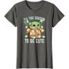 imageStar Wars The Mandalorian Christmas Grogu Tis The Season TShirtAsphalt Grey