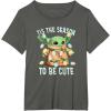 imageStar Wars The Mandalorian Christmas Grogu Tis The Season TShirtAsphalt Grey
