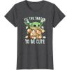 imageStar Wars The Mandalorian Christmas Grogu Tis The Season TShirtDark Heather Grey
