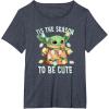 imageStar Wars The Mandalorian Christmas Grogu Tis The Season TShirtHeather Blue