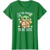 imageStar Wars The Mandalorian Christmas Grogu Tis The Season TShirtKelly Green