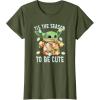 imageStar Wars The Mandalorian Christmas Grogu Tis The Season TShirtOlive Green