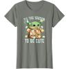 imageStar Wars The Mandalorian Christmas Grogu Tis The Season TShirtOlive Heather