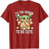 imageStar Wars The Mandalorian Christmas Grogu Tis The Season TShirtCranberry Red