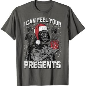 imageStar Wars Christmas Darth Vader I Can Feel Your Presents TShirtAsphalt Grey