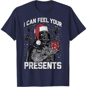 imageStar Wars Christmas Darth Vader I Can Feel Your Presents TShirtNavy Blue