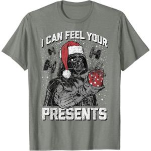 imageStar Wars Christmas Darth Vader I Can Feel Your Presents TShirtOlive Heather
