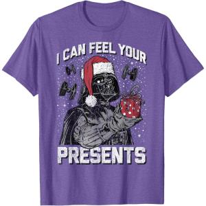 imageStar Wars Christmas Darth Vader I Can Feel Your Presents TShirtPurple Heather