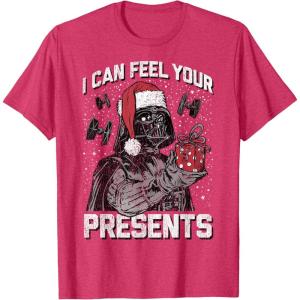 imageStar Wars Christmas Darth Vader I Can Feel Your Presents TShirtRed Heather
