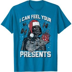 imageStar Wars Christmas Darth Vader I Can Feel Your Presents TShirtSapphire Blue