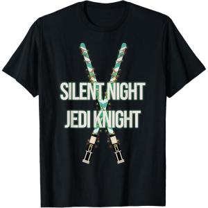 imageStar Wars Christmas Silent Night Jedi Knight Lightsabers TShirtBlack