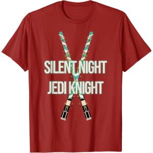imageStar Wars Christmas Silent Night Jedi Knight Lightsabers TShirtCranberry Red