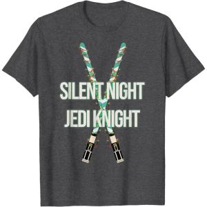 imageStar Wars Christmas Silent Night Jedi Knight Lightsabers TShirtDark Heather Grey